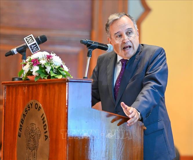 Cựu Ngoại trưởng Ai Cập Nabil Fahmy phát biểu tại một sự kiện ở Cairo ngày 4/6/2025. Ảnh: ANI/TTXVN