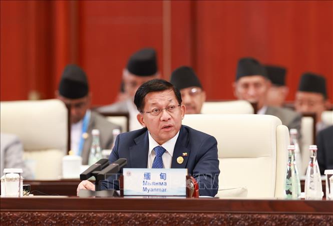 Ông Min Aung Hlaing tại một sự kiện ở Thiên Tân, Trung Quốc ngày 1/9/2025. Ảnh: THX/TTXVN