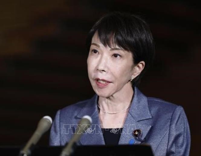 Thủ tướng Nhật Bản Sanae Takaichi phát biểu với báo giới tại Tokyo. Ảnh: Kyodo/TTXVN