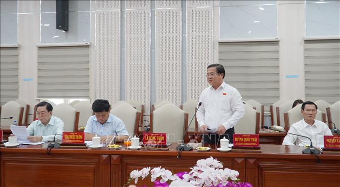 Ông Huỳnh Quốc Thái, Chủ nhiệm Ủy ban Kiểm tra Tỉnh ủy An Giang phát biểu. Ảnh: Văn Sĩ - TTXVN                                    