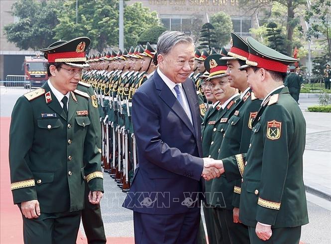 Tổng Bí thư Tô Lâm, Bí thư Quân ủy Trung ương và các đại biểu tại lễ kỷ niệm. Ảnh: Thống Nhất – TTXVN