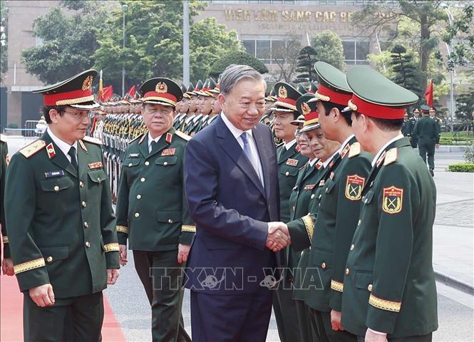 Tổng Bí thư Tô Lâm, Bí thư Quân ủy Trung ương và các đại biểu tại lễ kỷ niệm. Ảnh: Thống Nhất – TTXVN