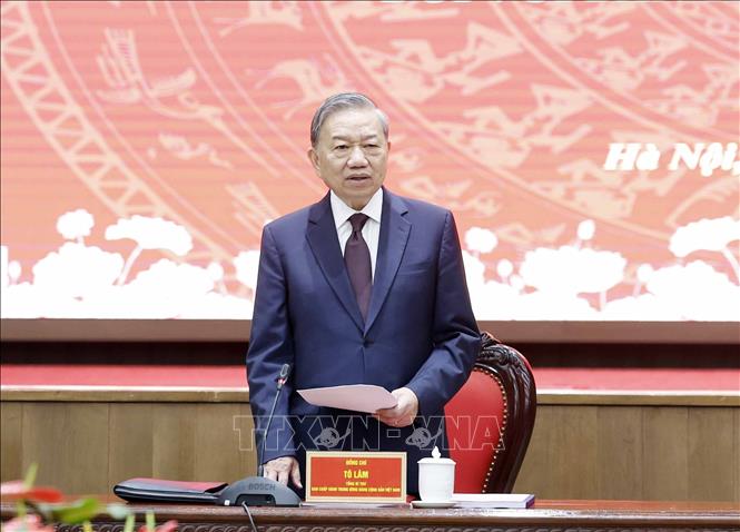 Tổng Bí thư Tô Lâm phát biểu tại hội nghị. Ảnh: Thống Nhất - TTXVN