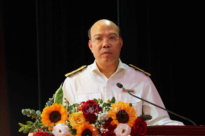 Ông Nguyễn Tiến Trường, Trưởng Thuế thành phố Hải Phòng phát biểu tại Hội nghị. Ảnh: Hoàng Ngọc – TTXVN 