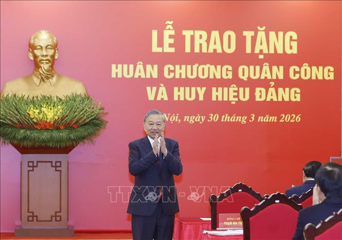 Tổng Bí thư Tô Lâm chủ trì buổi lễ. Ảnh: Thống Nhất - TTXVN