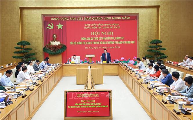 Bí thư Đảng uỷ, Thủ tướng Chính phủ Phạm Minh Chính phát biểu. Ảnh: Dương Giang-TTXVN  
