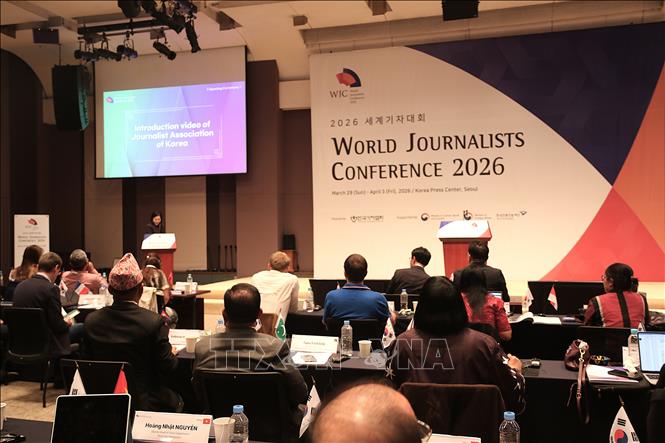 Quảng cảnh Hội nghị Báo chí thế giới 2026. Ảnh Khánh Vân - TTXVN tại Hàn Quốc
