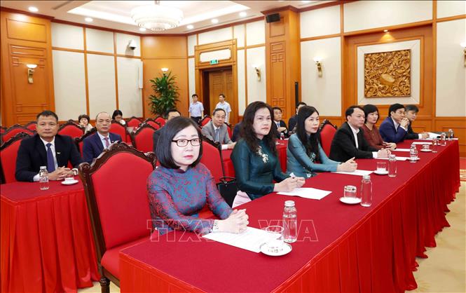 Các đại biểu tham dự Hội nghị công bố Quyết định của Bộ Chính trị về công tác tổ chức và cán bộ. Ảnh: Phương Hoa - TTXVN