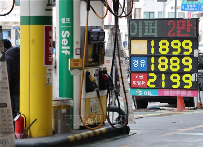 Hàn Quốc đang khẩn trương tìm kiếm nguồn cung năng lượng thay thế thông qua mạng lưới ngoại giao và thương mại toàn cầu, đồng thời triển khai khoảng 20 triệu thùng dầu từ kho dự trữ chiến lược để hỗ trợ các nhà máy lọc dầu. Trong ảnh: Một trạm xăng tại Seoul, Hàn Quốc. Ảnh: Yonhap/TTXVN