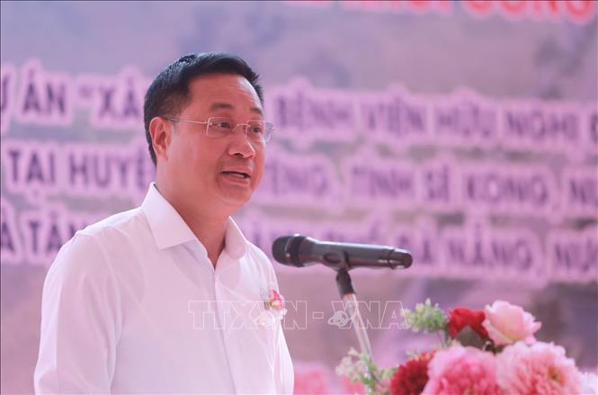 Bí thư thành ủy Đà Nẵng Lê Ngọc Quang phát biểu tại sự kiện. Ảnh: Xuân Tú - PV TTXVN tại Lào