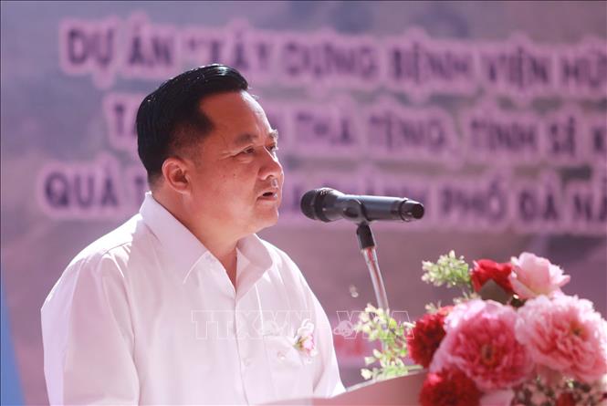 Bí thư tỉnh ủy Xekong Bounlai Boutthi phát biểu tại sự kiện. Ảnh: Xuân Tú - PV TTXVN tại Lào