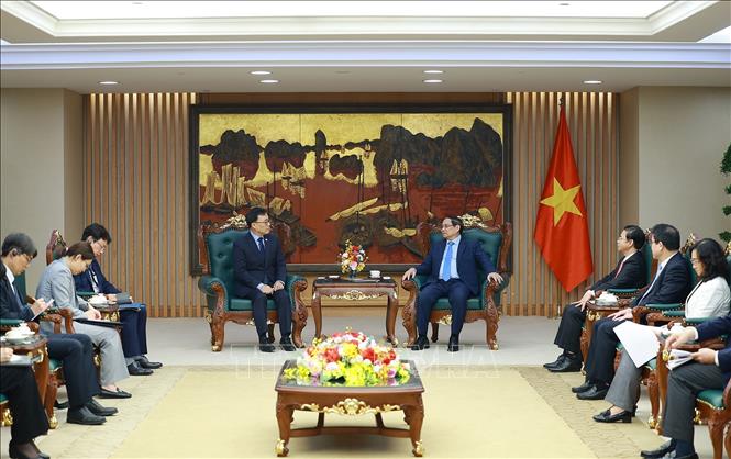 Thủ tướng Phạm Minh Chính tiếp ông Choi Young Sam, Đại sứ Hàn Quốc tại Việt Nam. Ảnh: Dương Giang - TTXVN