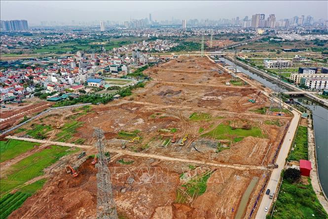 Hồ điều hòa Yên Nghĩa 1 nằm trong tổng thể quy hoạch phát triển hệ thống hồ điều hòa và chống ngập của thành phố Hà Nộ, đang được gấp rút triển khai đồng bộ trong năm 2026. Ảnh: Trung Nguyên - TTXVN