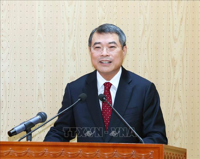 Đồng chí Lê Minh Hưng, Uỷ viên Bộ Chính trị, Bí thư Trung ương Đảng, Trưởng Ban Tổ chức Trung ương phát biểu tại hội nghị. Ảnh: Phương Hoa - TTXVN