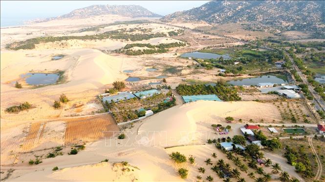 Vẻ đẹp nên thơ của đồi cát Mũi Dinh (xã Phước Dinh, Khánh Hòa) khi chiều buông. Ảnh: Nguyễn Thành - TTXVN