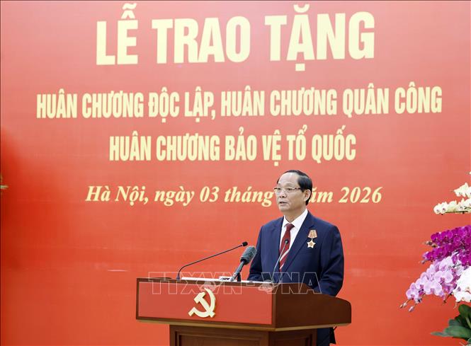 Thượng tướng Trần Quang Phương, Ủy viên Trung ương Đảng khóa XIII, Phó Chủ tịch Quốc hội phát biểu. Ảnh: Thống Nhất - TTXVN