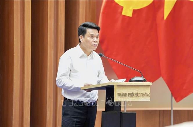 Chủ tịch UBND thành phố Hải Phòng Lê Ngọc Châu phát biểu. Ảnh: Minh Huệ-TTXVN