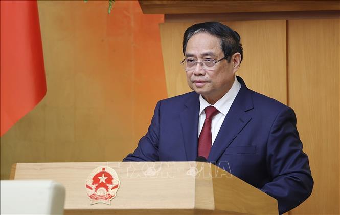 Thủ tướng Phạm Minh Chính chủ trì Phiên họp Chính phủ thường kỳ tháng 3 năm 2026 và Hội nghị Chính phủ trực tuyến với địa phương. Ảnh: Dương Giang-TTXVN 
