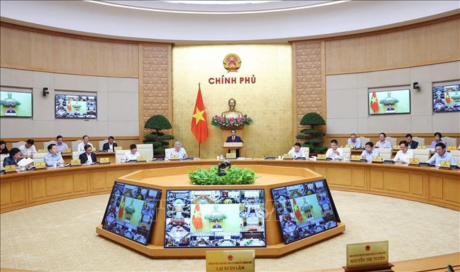 Thủ tướng Phạm Minh Chính chủ trì Phiên họp Chính phủ thường kỳ tháng 3 năm 2026 và Hội nghị Chính phủ trực tuyến với địa phương. Ảnh: Dương Giang-TTXVN 
