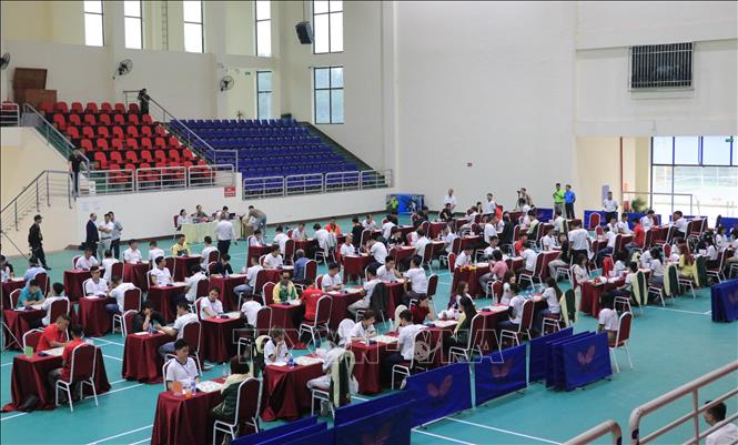 Giải vô địch Cờ tướng Quốc gia năm nay quy tụ gần 150 vận động viên đến từ 13 đơn vị đến từ các tỉnh, thành phố trên toàn quốc. Ảnh: Đinh Thùy - TTXVN