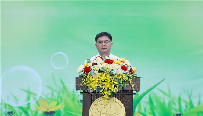 Ông Nguyễn Mạnh Cường, Phó Chủ tịch UBND Thành phố Hồ Chí Minh phát biểu. Ảnh: Đinh Hằng - TTXVN