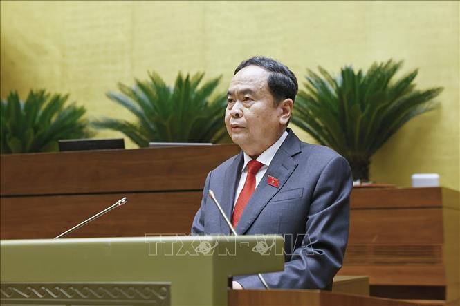 Chủ tịch Quốc hội khóa XVI Trần Thanh Mẫn phát biểu nhậm chức. Ảnh: TTXVN