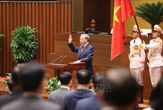 Chủ tịch nước Cộng hoà xã hội chủ nghĩa Việt Nam Tô Lâm tuyên thệ nhậm chức. Ảnh: Lâm Khánh - TTXVN