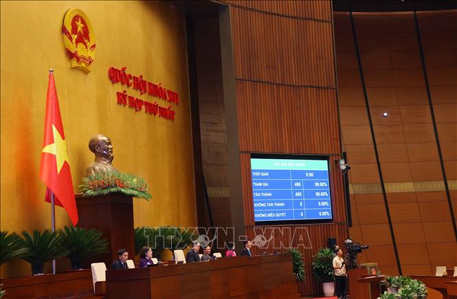 Quốc hội biểu quyết thông qua dự thảo Nghị quyết bầu đồng chí Tô Lâm làm Chủ tịch nước nhiệm kỳ 2026 - 2031. Ảnh: Văn Điệp - TTXVN