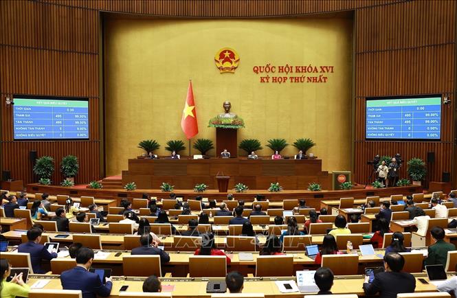 Quốc hội biểu quyết thông qua dự thảo Nghị quyết bầu Tổng Bí thư Tô Lâm, Đại biểu Quốc hội khóa XVI, làm Chủ tịch nước nhiệm kỳ 2026 - 2031. Ảnh: Dương Giang - TTXVN