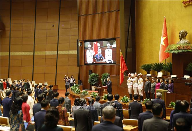 Thủ tướng Chính phủ Lê Minh Hưng tuyên thệ nhậm chức. Ảnh: Thống Nhất - TTXVN