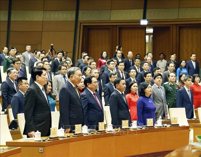 Tổng Bí thư, Chủ tịch nước Tô Lâm và các đại biểu tham dự Lễ tuyên thệ của Thủ tướng Chính phủ Lê Minh Hưng. Ảnh: Thống Nhất – TTXVN