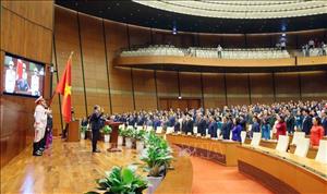 Hình ảnh Lễ tuyên thệ và phát biểu nhậm chức của Thủ tướng Lê Minh Hưng