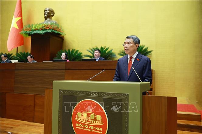 Thủ tướng Chính phủ Lê Minh Hưng phát biểu nhậm chức. Ảnh: Thống Nhất - TTXVN