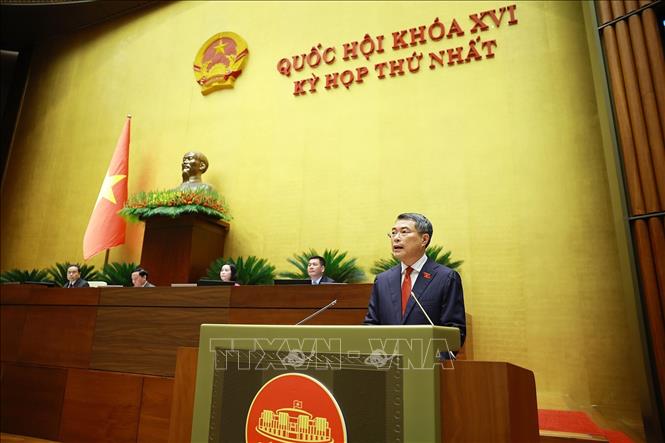 Thủ tướng Chính phủ Lê Minh Hưng phát biểu nhậm chức. Ảnh: Thống Nhất - TTXVN