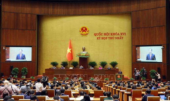 Chánh án Tòa án nhân dân Tối cao Nguyễn Văn Quảng phát biểu nhậm chức. Ảnh: Phạm Kiên - TTXVN