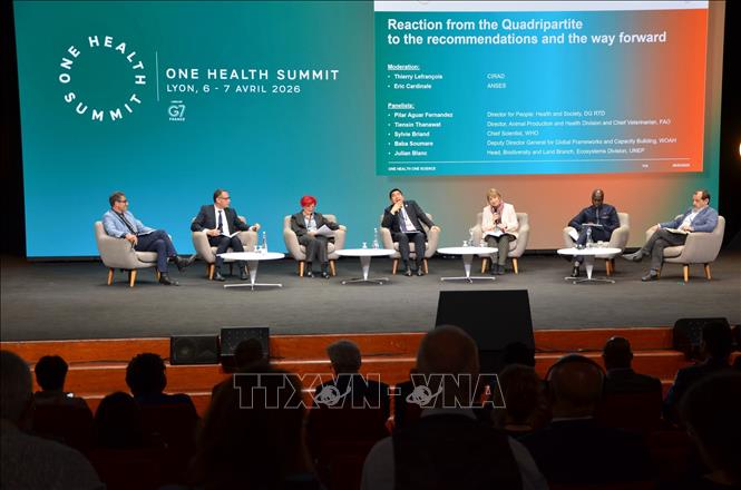 Hội thảo trong khuôn khổ Hội nghị thượng đỉnh “Một sức khỏe” (One Health Summit) được tổ chức từ ngày 5-7/4/2026 tại thành phố Lyon (Pháp). Ảnh: Hữu Chiến - PV TTXVN tại Pháp