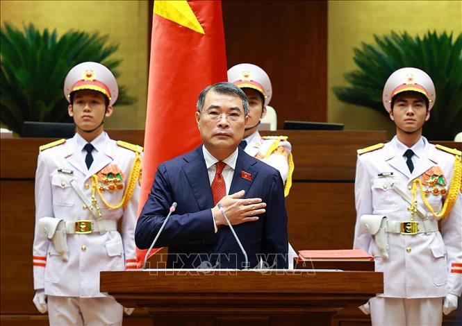 Thủ tướng Chính phủ Lê Minh Hưng tuyên thệ nhậm chức. Ảnh: Dương Giang - TTXVN
