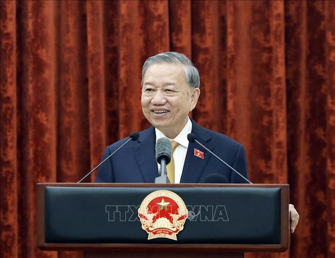 Party General Secretary and State President To Lam speaks at the meeting. VNA Photo: Thống Nhất