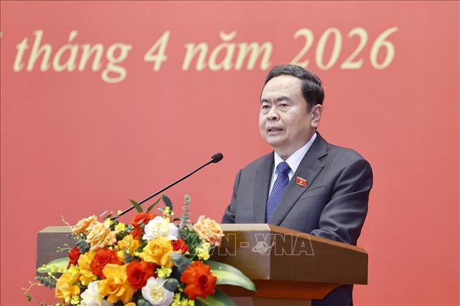 Chủ tịch Quốc hội Trần Thanh Mẫn phát biểu. Ảnh: Doãn Tấn - TTXVN