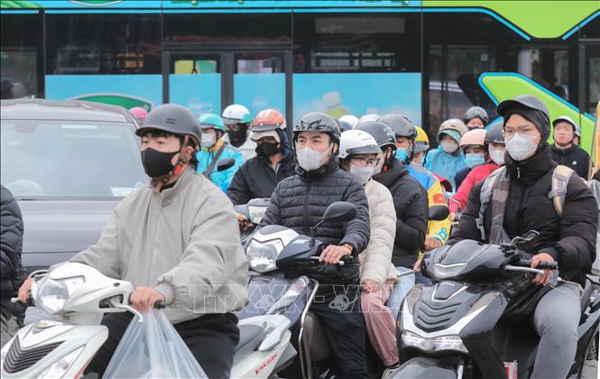 A traffic jam in Hanoi a few days before the start of Lunar New Year 2026 holiday. VNA Photo