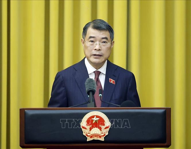 Đồng chí Lê Minh Hưng, Ủy viên Bộ Chính trị, Bí thư Đảng ủy Chính phủ, Thủ tướng Chính phủ phát biểu. Ảnh: Thống Nhất - TTXVN