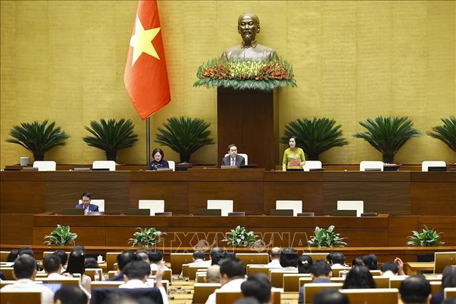 Phó Chủ tịch Quốc hội Nguyễn Thị Thanh điều hành phiên họp. Ảnh: Doãn Tấn - TTXVN