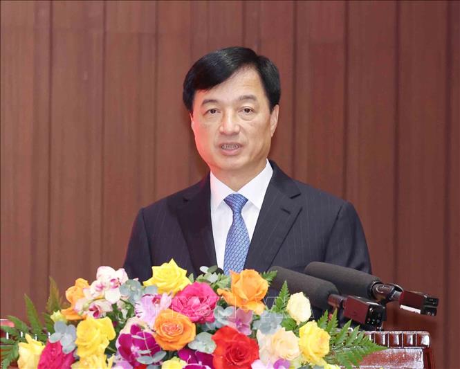 Đồng chí Nguyễn Duy Ngọc, Uỷ viên Bộ Chính trị, Bí thư Trung ương Đảng, Trưởng Ban Tổ chức Trung ương phát biểu tại hội nghị. Ảnh: Phương Hoa - TTXVN