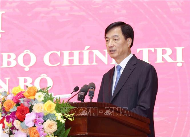 Đồng chí Nguyễn Duy Ngọc, Uỷ viên Bộ Chính trị, Bí thư Trung ương Đảng, Trưởng Ban Tổ chức Trung ương phát biểu tại hội nghị. Ảnh: Phương Hoa - TTXVN