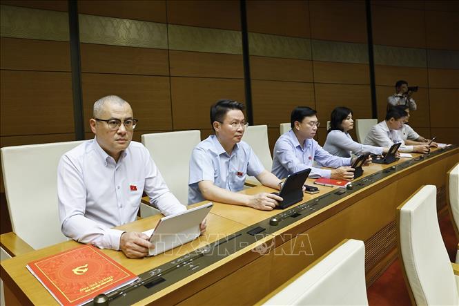 Đoàn đại biểu Quốc hội tỉnh Phú Thọ dự phiên họp. Ảnh: Doãn Tấn - TTXVN