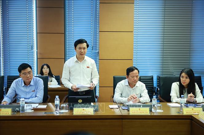 Đại biểu Quốc hội tỉnh Lạng Sơn Nguyễn Hoàng Tùng phát biểu. Ảnh: Dương Giang-TTXVN
