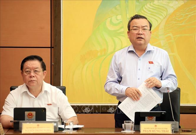 Trưởng đoàn Đại biểu Quốc hội tỉnh Tây Ninh Phạm Hùng Thái phát biểu thảo luận tại tổ 3. Ảnh: Tuấn Anh - TTXVN 