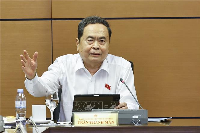 Chủ tịch Quốc hội Trần Thanh Mẫn, đại biểu Quốc hội TP. Hồ Chí Minh phát biểu. Ảnh: Doãn Tấn - TTXVN