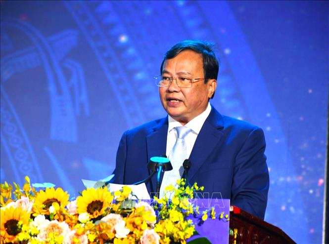 Chủ tịch UBND tỉnh Tây Ninh Lê Văn Hẳn phát biểu tại Diễn đàn. Ảnh: Thanh Bình -TTXVN