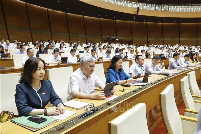 Đoàn đại biểu Quốc hội tỉnh Bắc Ninh dự phiên họp. Ảnh: Doãn Tấn - TTXVN